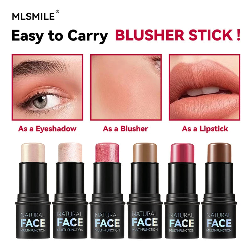 Cream blush stick for face and lips multi-function makeup sticks shown as eyeshadow blusher and lipstick