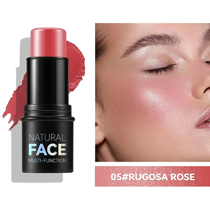 Zorelie.co cream blush stick for face and lips in shade 05 Rugosa Rose with natural rosy finish on cheek