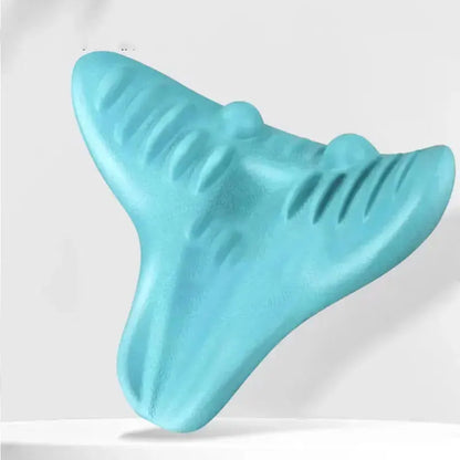 Blue neck and shoulder relaxer pillow with ergonomic design for comfort and support