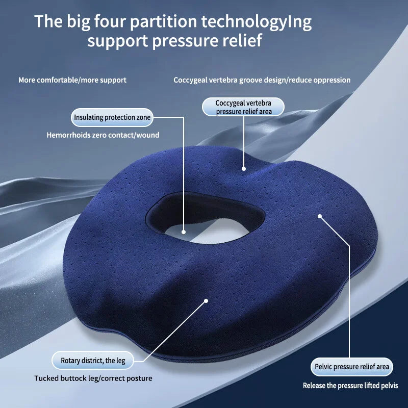Zorelie.co orthopedic donut pillow for tailbone pain with four partition design for pressure relief