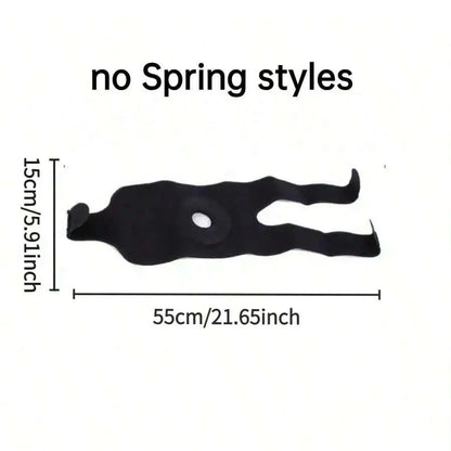 Black orthopedic knee brace for pain relief measuring 55cm by 15cm with no spring styles