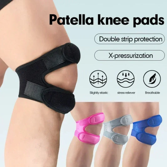 Patella knee pads knee protection fitness equipment in black pink gray and blue with double strip protection