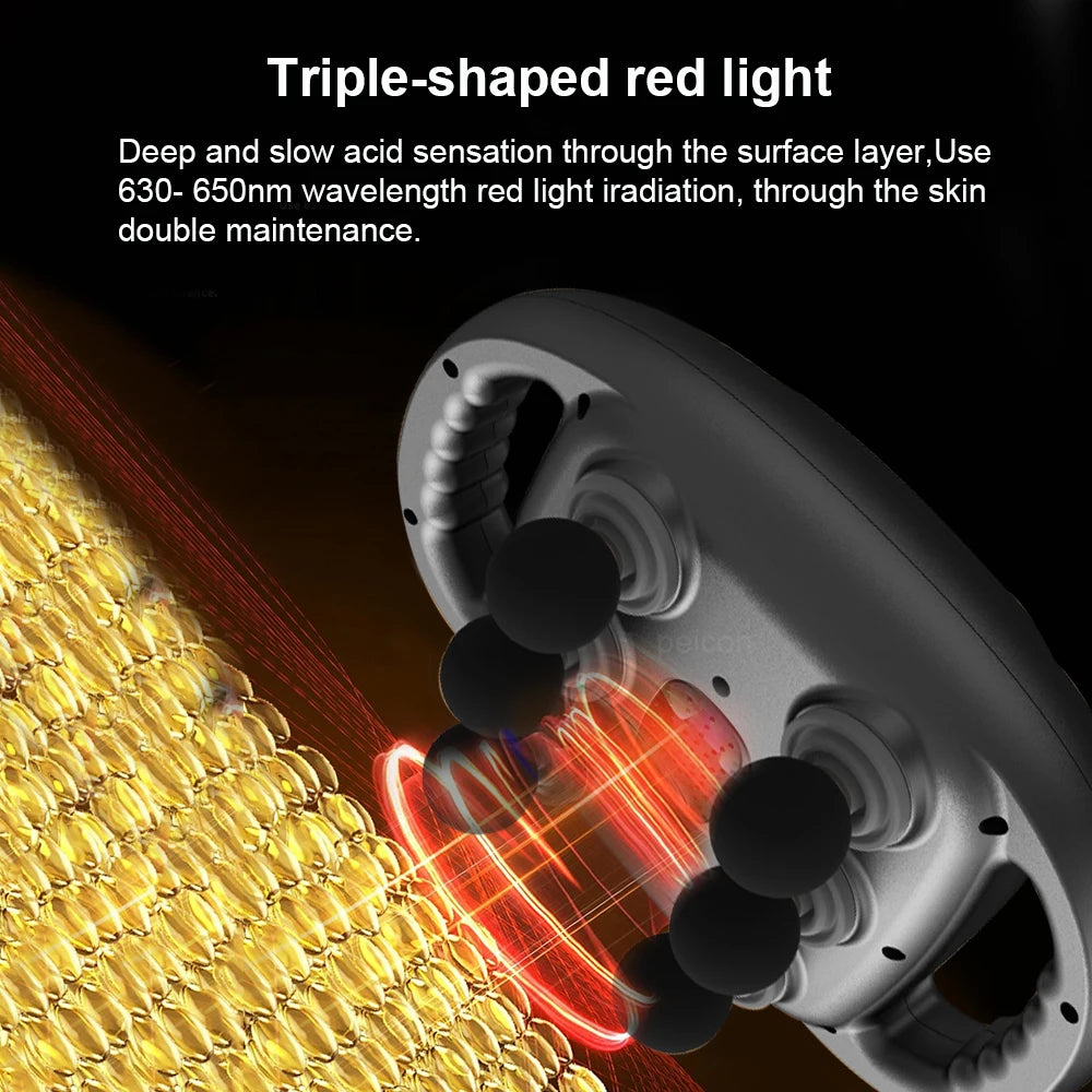 High-frequency fascia massage gun by Zorelie.co with triple-shaped red light for deep skin maintenance