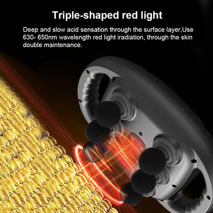 High-frequency fascia massage gun by Zorelie.co with triple-shaped red light for deep skin maintenance