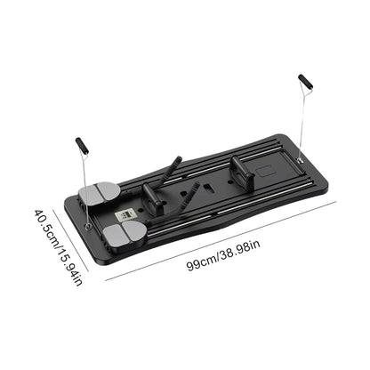 Zorelie.co foldable Pilates reformer board with compact design and resistance cords for home workouts