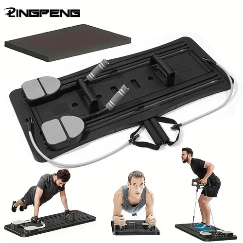 Zorelie.co foldable Pilates reformer board with resistance bands and handle grips for full body workout
