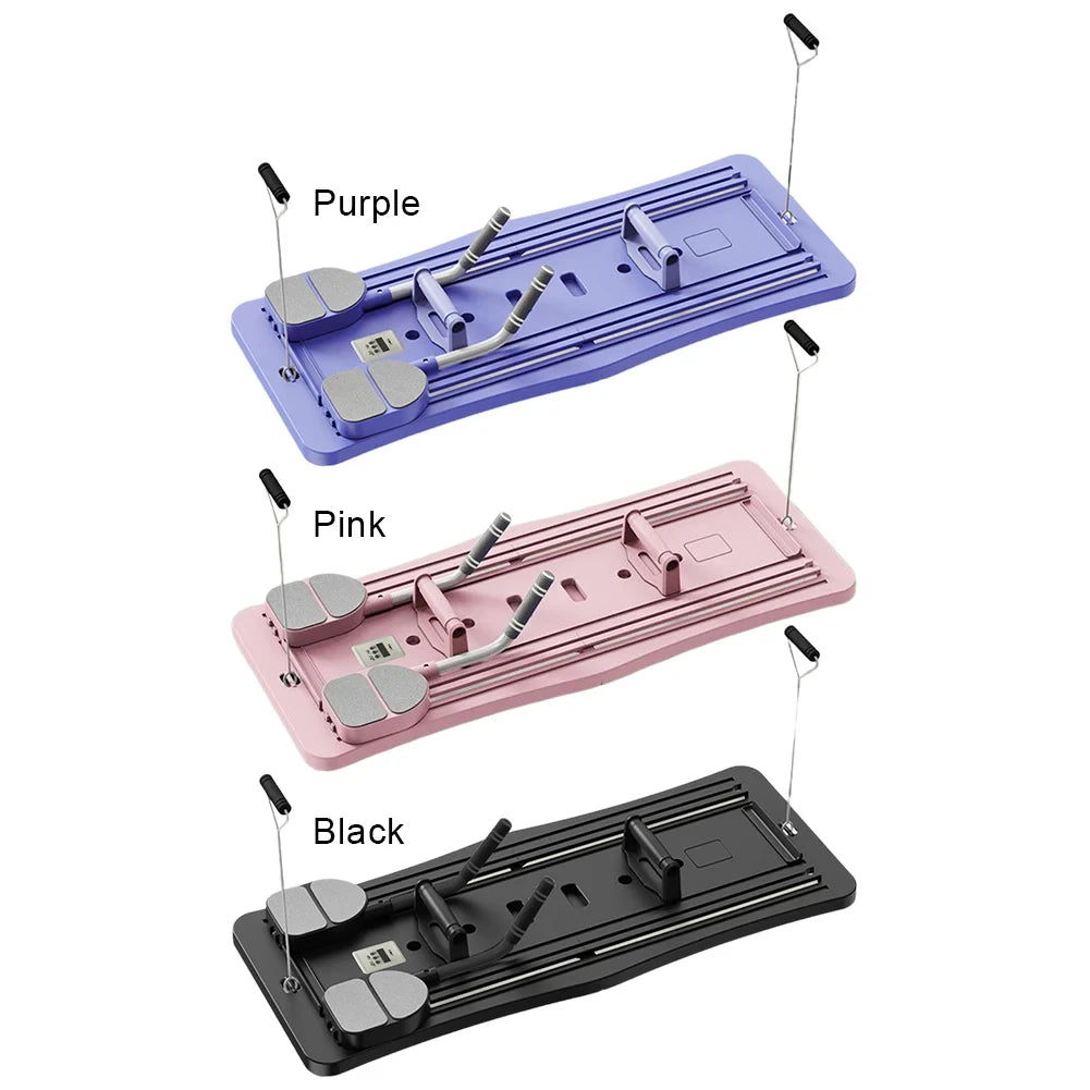 Zorelie.co foldable Pilates reformer board available in purple pink and black colors for versatile workouts
