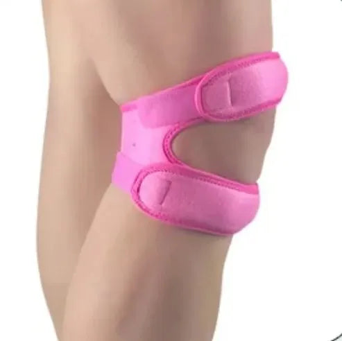 Pink knee brace worn on leg for support and protection knee protection fitness equipment