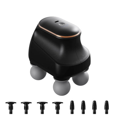 Zorelie.co portable fascia massage gun in black with multiple interchangeable heads for muscle relief