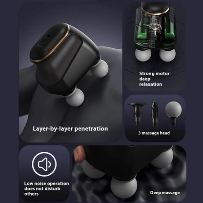Zorelie.co portable fascia massage gun with three massage heads and low noise operation