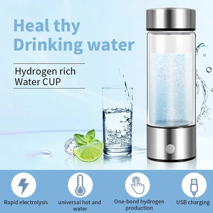 Zorelie.co portable hydrogen water bottle with rapid electrolysis and USB charging for healthy drinking water