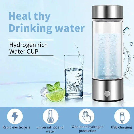 Zorelie.co portable hydrogen water bottle with rapid electrolysis and USB charging for healthy drinking water