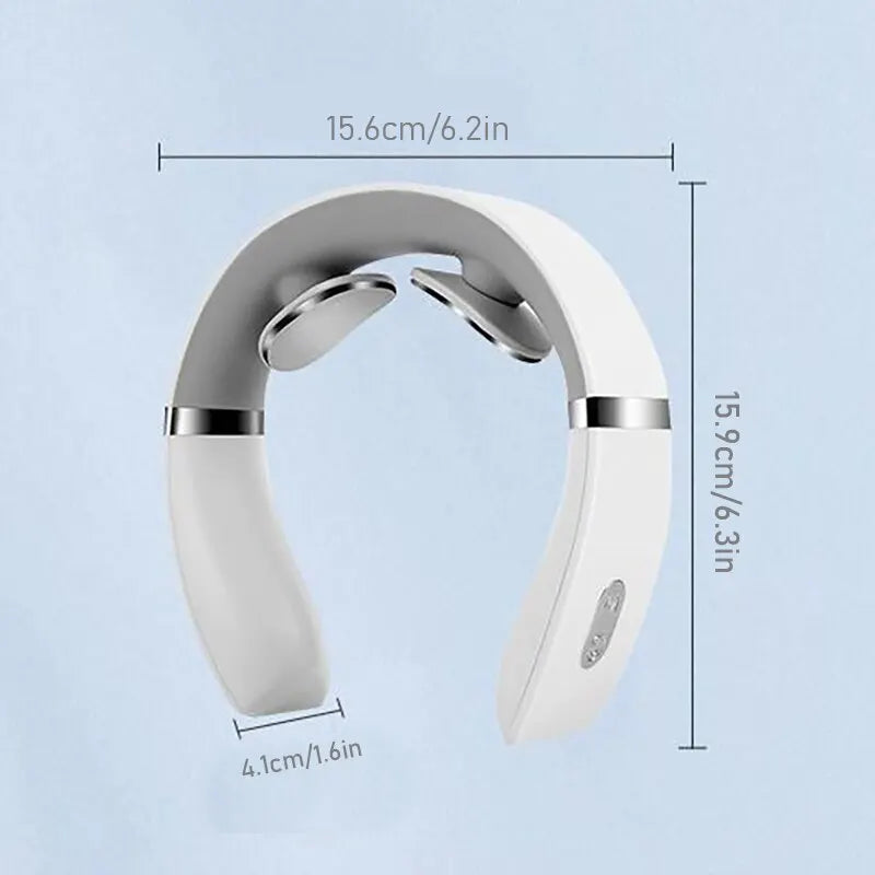 White portable neck and shoulder massager with metal massage nodes and compact design