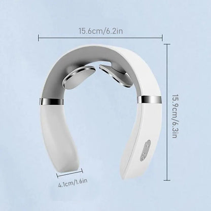 White portable neck and shoulder massager with metal massage nodes and compact design