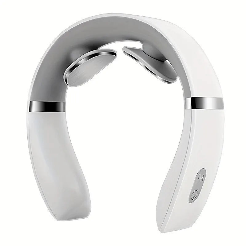 Zorelie.co portable neck and shoulder massager in white with ergonomic design and control buttons