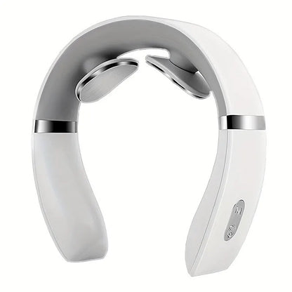 Zorelie.co portable neck and shoulder massager in white with ergonomic design and control buttons