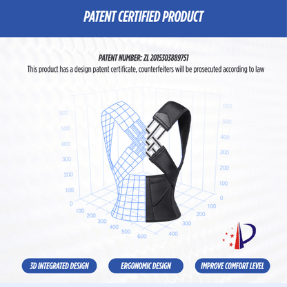 Zorelie patent certified ergonomic back support brace with 3D integrated design for improved comfort