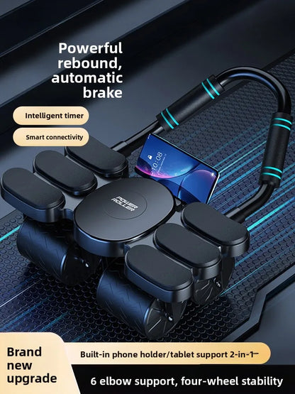Zorelie.co 6 elbow support fitness device with built-in phone holder and four-wheel stability