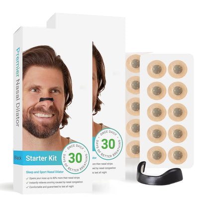 Zorelie.co magnetic nasal dilator for snoring starter kit with black nasal strip and adhesive patches