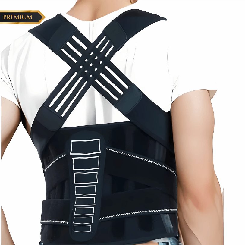 Zorelie premium black posture corrector brace with adjustable straps worn on back