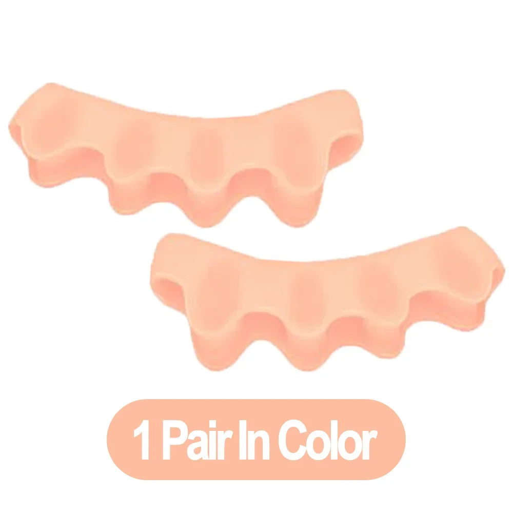 Soft silicone toe separators for bunion relief in peach color one pair for foot comfort