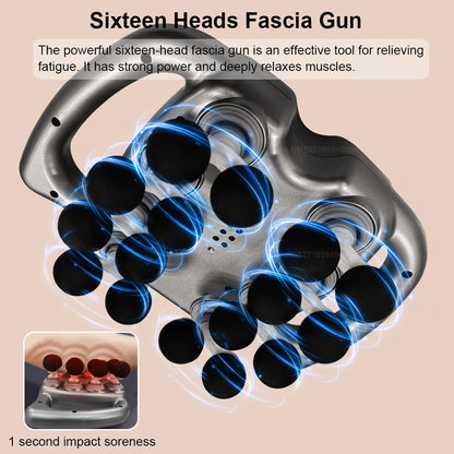 Zorelie.co sixteen heads fascia deep tissue massage gun with powerful muscle relaxation technology
