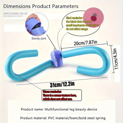 Blue thigh master leg exerciser with sturdy joint and ergonomic foam handles for effective leg workouts