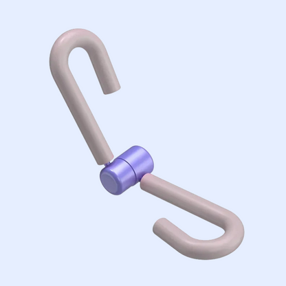Zorelie.co thigh master leg exerciser with soft pink foam handles and purple central hinge for leg workouts