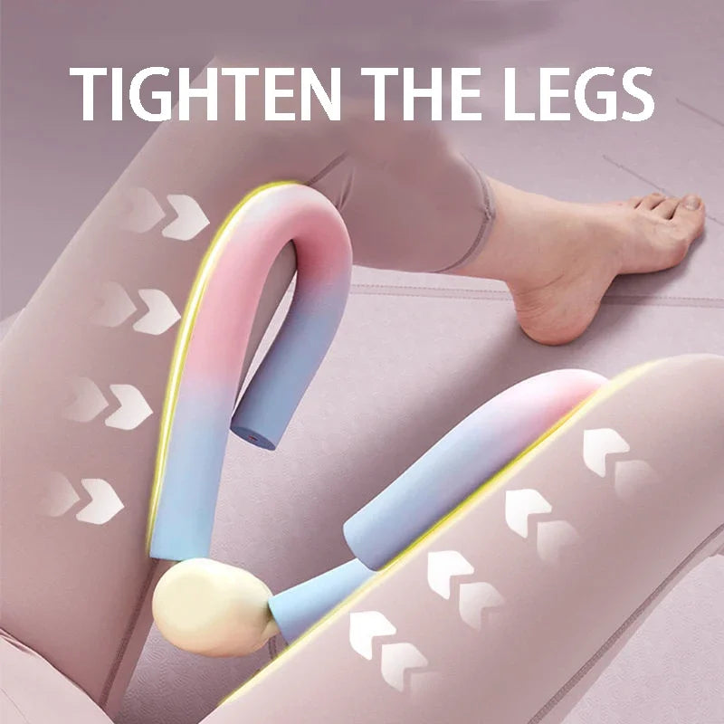 Thigh master leg exerciser in pastel colors used between legs to tighten and tone thigh muscles
