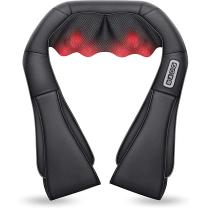 Zorelie.co black shiatsu neck and shoulder massager with heating function and control buttons