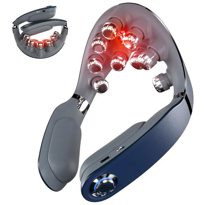 Zorelie.co cordless neck massager with heat featuring ergonomic design and multiple massage nodes