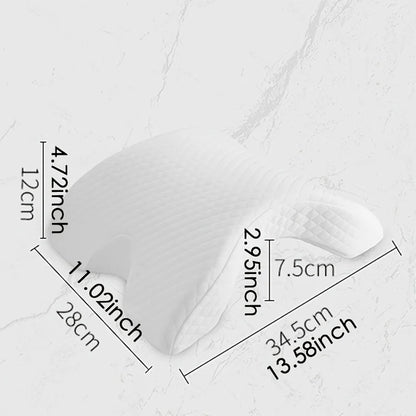Zorelie.co slow rebound memory foam pillow with ergonomic design and detailed dimensions in inches and centimeters