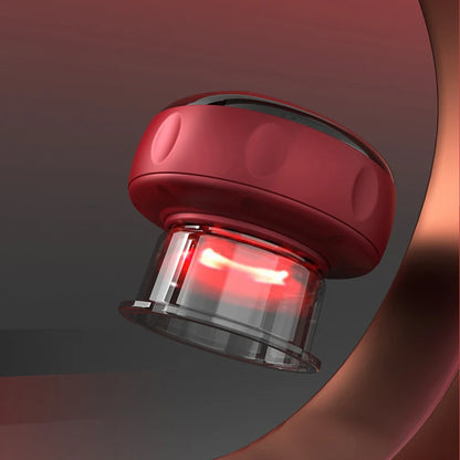 Red smart electric cupping massager with glowing light for effective muscle relaxation