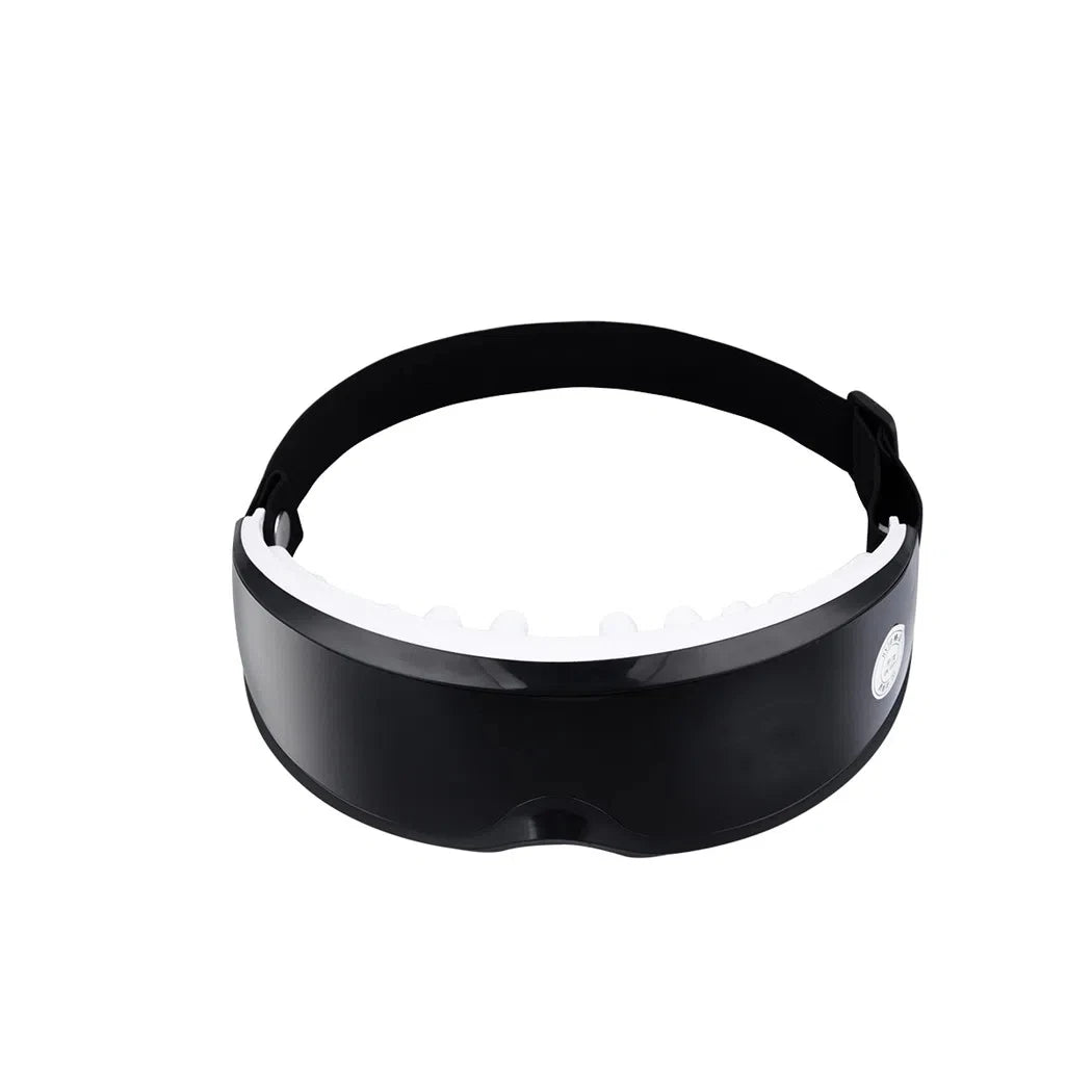 Zorelie.co black smart heated eye massager with adjustable strap for soothing eye relief