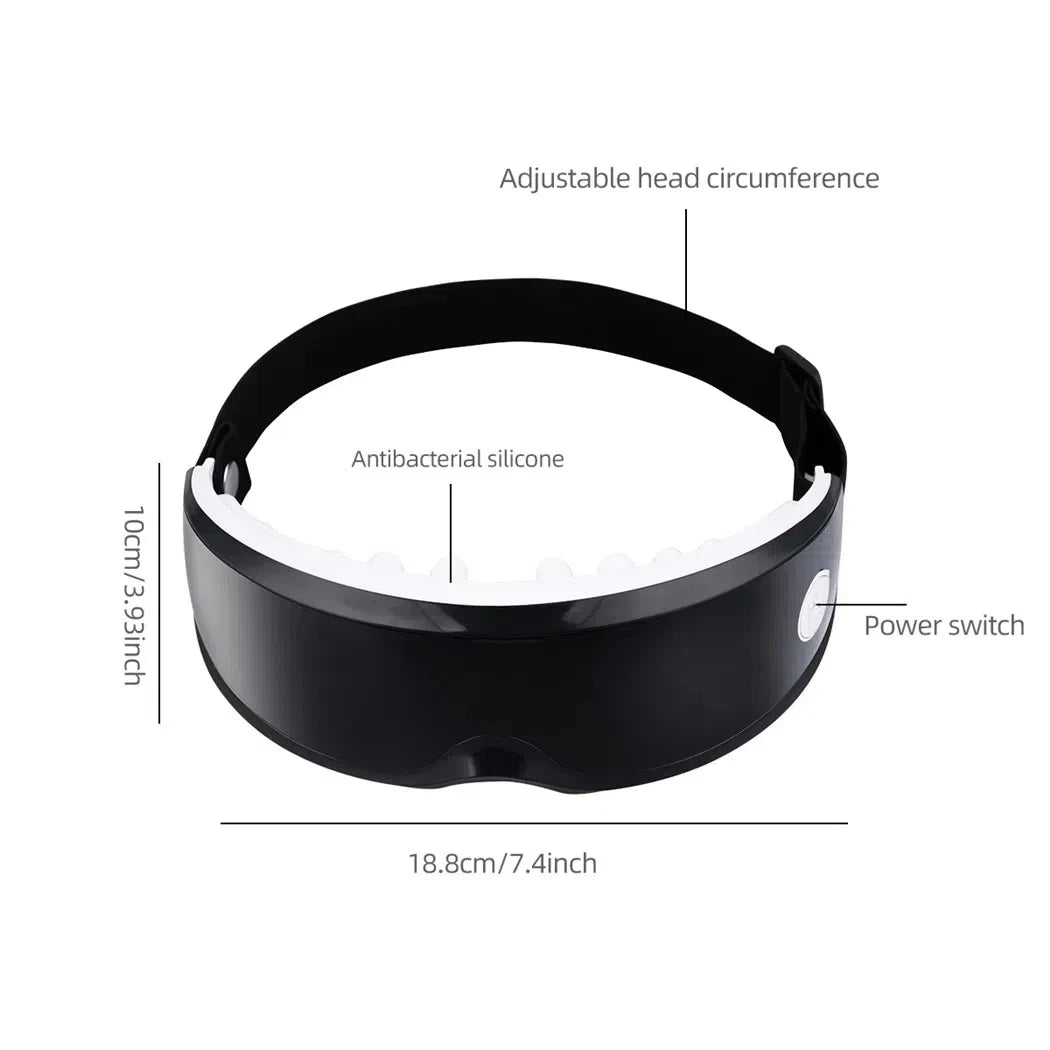 Zorelie.co smart heated eye massager with adjustable head circumference and antibacterial silicone