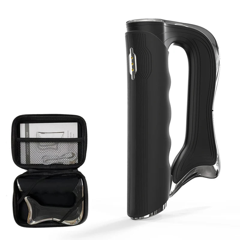 Zorelie.co black smart muscle recovery tool with ergonomic handle and carrying case
