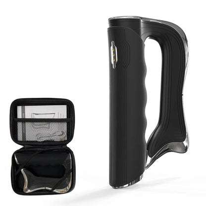 Zorelie.co black smart muscle recovery tool with ergonomic handle and carrying case