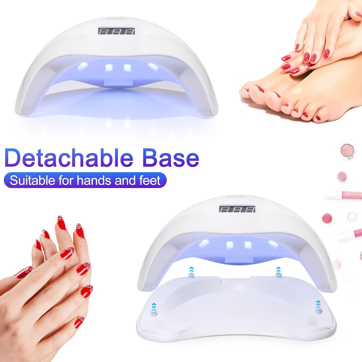 Zorelie.co professional UVLED nail lamp with detachable base suitable for hands and feet curing