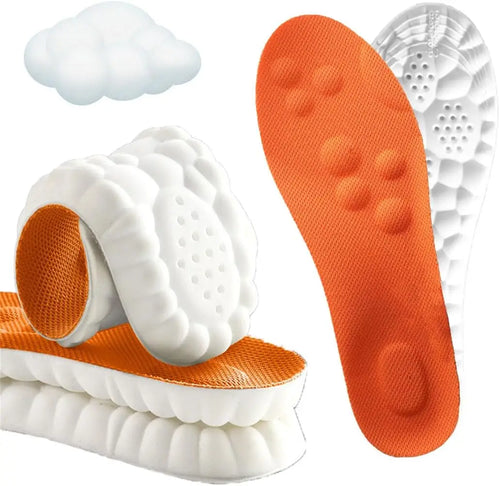 Zorelie memory foam insoles with arch support in orange and white for enhanced foot comfort