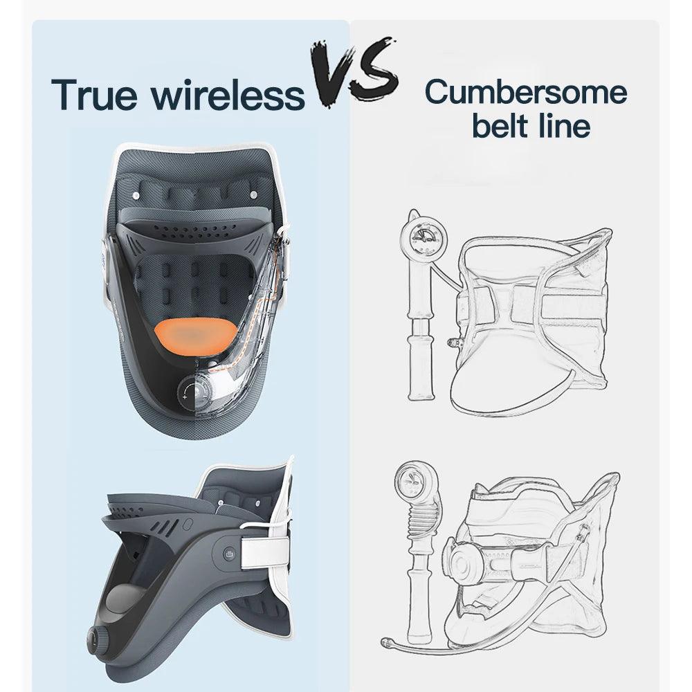 Zorelie neck posture support device showing true wireless design versus bulky belt line support