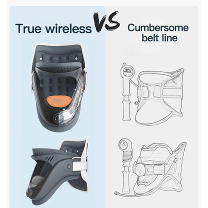 Zorelie neck posture support device showing true wireless design versus bulky belt line support
