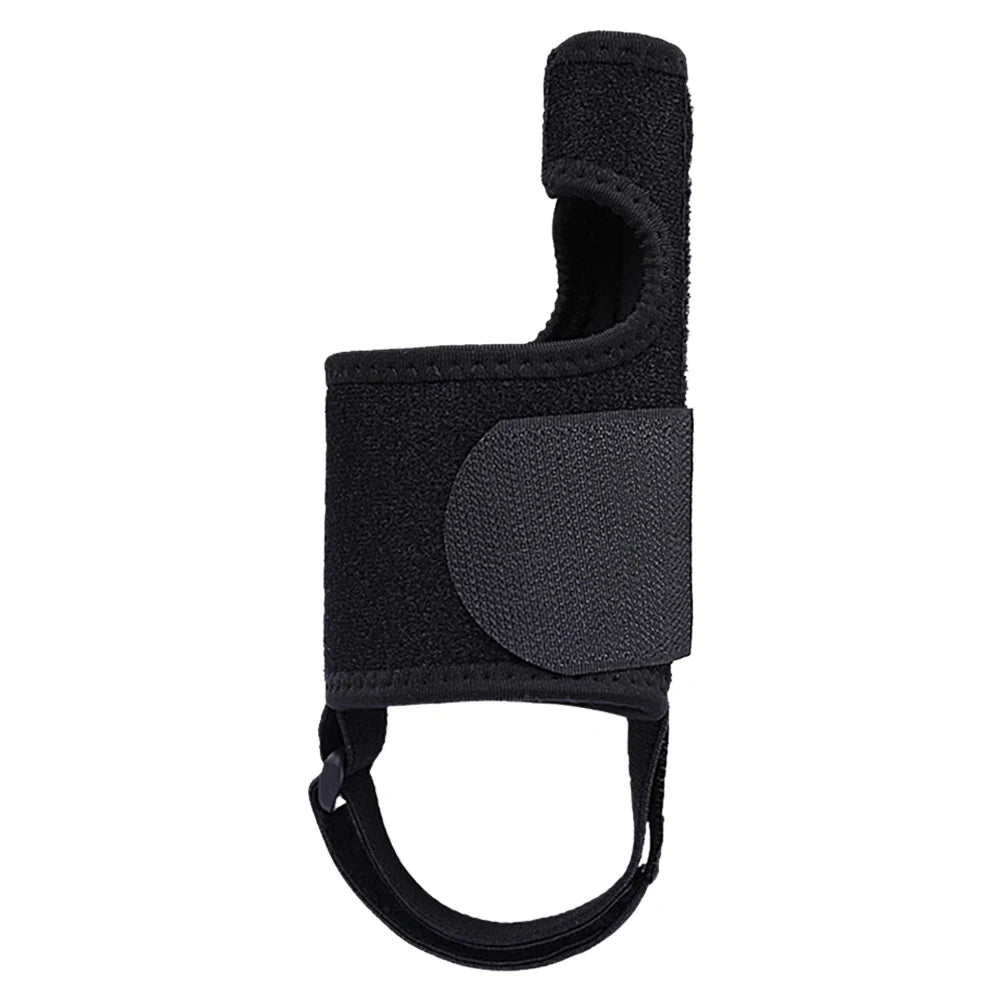 Black adjustable toe corrector for bunion relief with soft breathable fabric and secure straps
