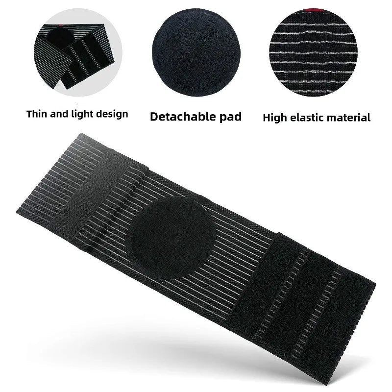 Umbilical hernia belt for men and women with thin light design detachable pad and high elastic material
