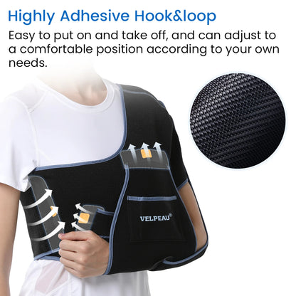 Zorelie.co arm sling for elbow injury with highly adhesive hook and loop for adjustable comfort