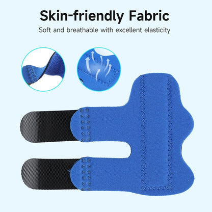 Blue aluminum finger splint with skin-friendly fabric and breathable elastic material for comfort