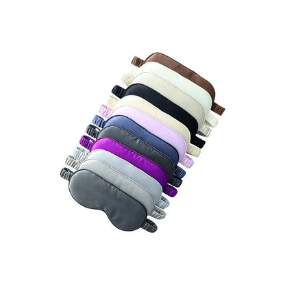 Assorted colors of double-sided silk eye mask with adjustable straps for comfortable sleep