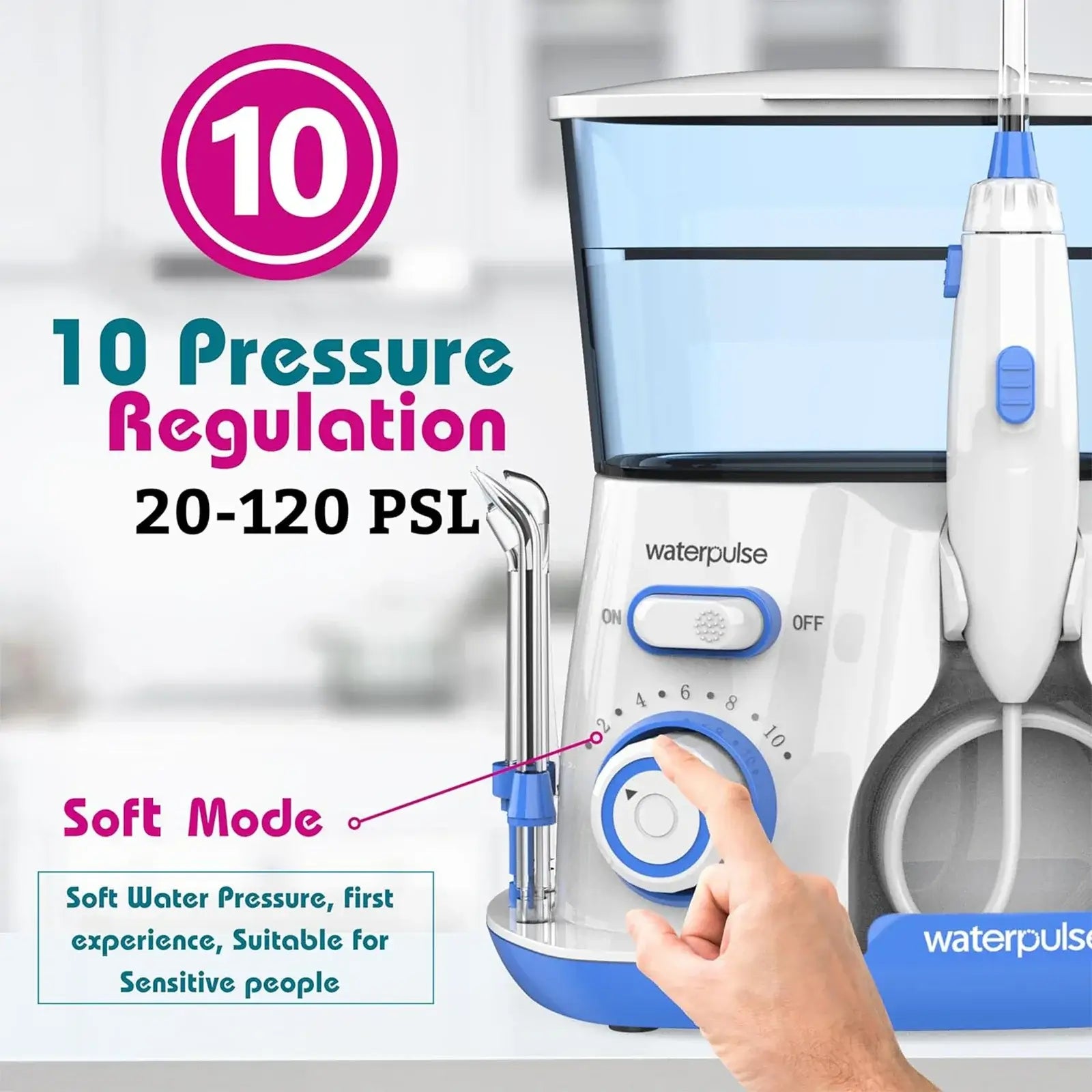 Zorelie electric water flosser for teeth cleaning with 10 pressure settings and soft mode for sensitive teeth