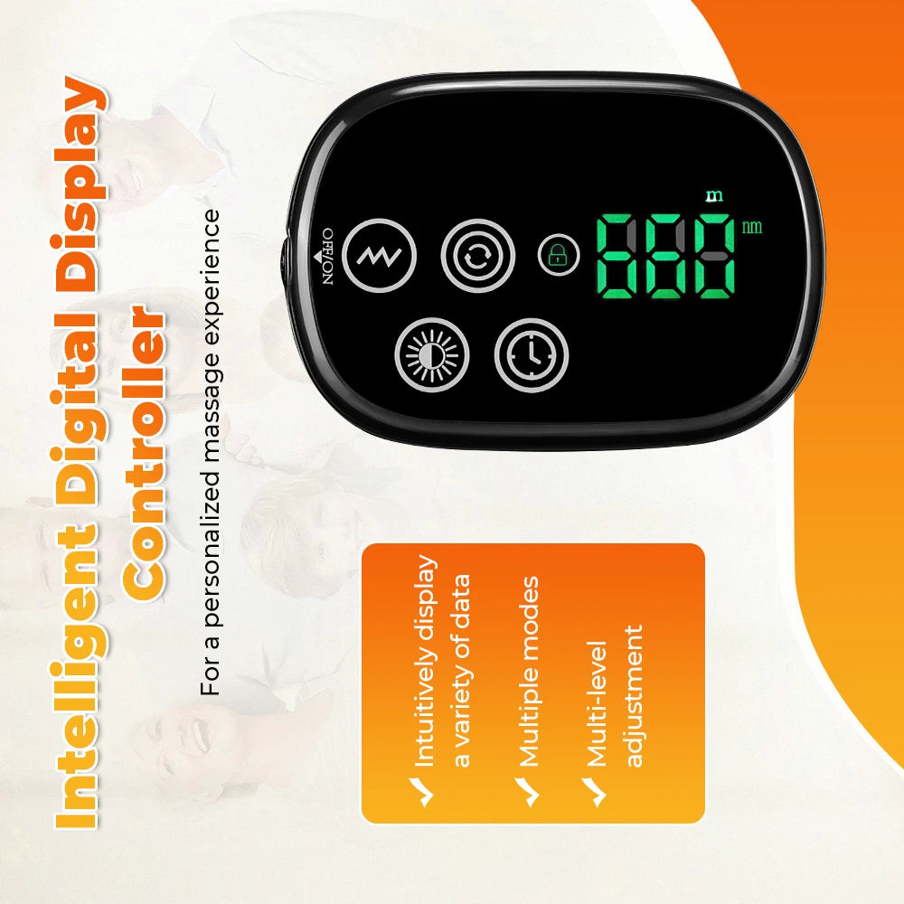 Digital display controller for wireless knee heating pad with multiple modes and adjustable settings