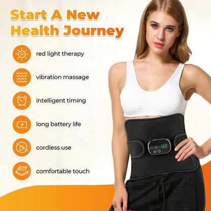 Wireless knee heating pad by Zorelie.co with red light therapy vibration massage and long battery life