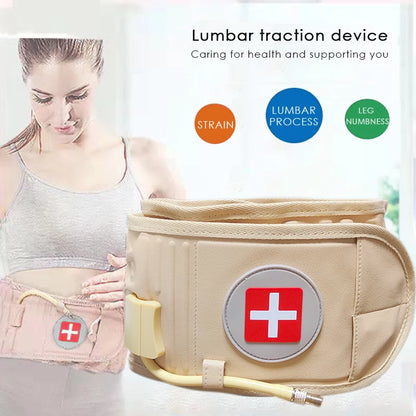 Inflatable lumbar traction belt by Zorelie.co designed for strain relief leg numbness and lumbar process support